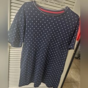 Navy Micro-Print Crew Neck Tee
